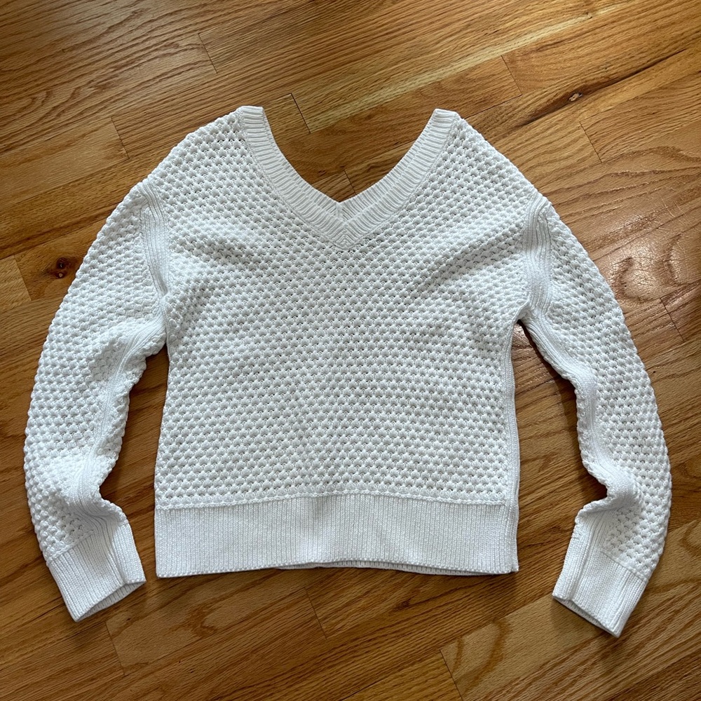 A New Day White V-neck Sweater(Size:M)